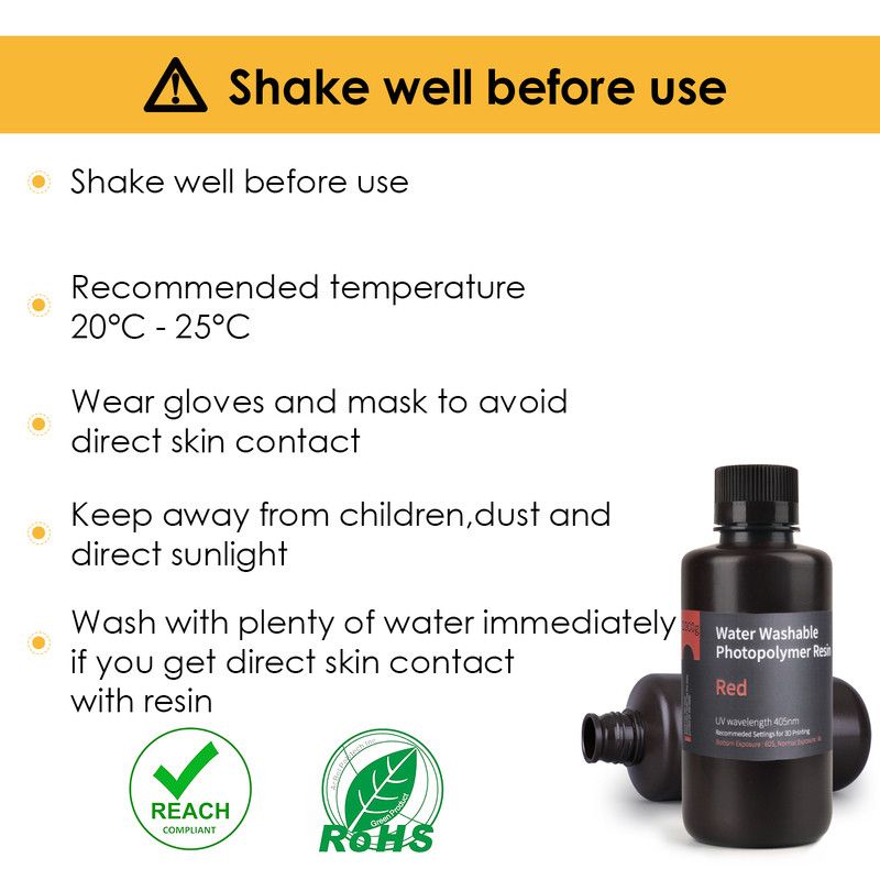 Résine Lavable à l'eau Rouge Elegoo - 1000 ml (3) Résine Lavable à l'eau Rouge Elegoo - 1000 ml (3)