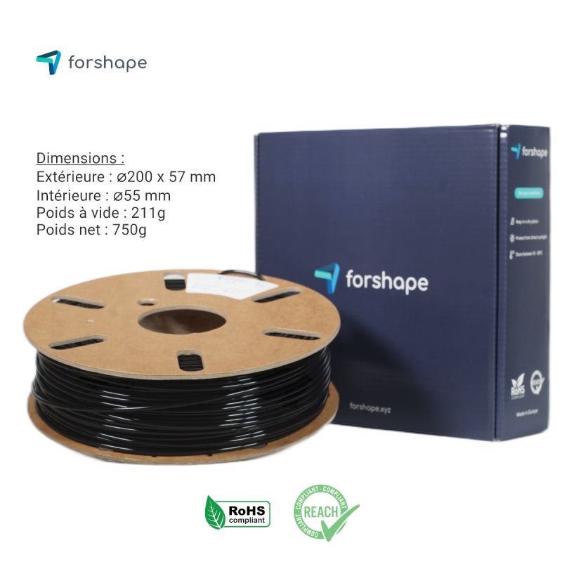 PLA Tough Noir Forshape Premium - 1.75mm - 750g PLA Tough Noir Forshape Premium - 1.75mm - 750g