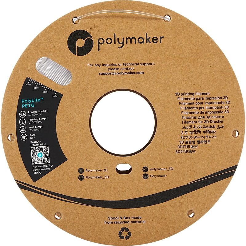 PolyLite PETG Transparent - 1.75mm - 1 kg PolyLite PETG Transparent - 1.75mm - 1 kg