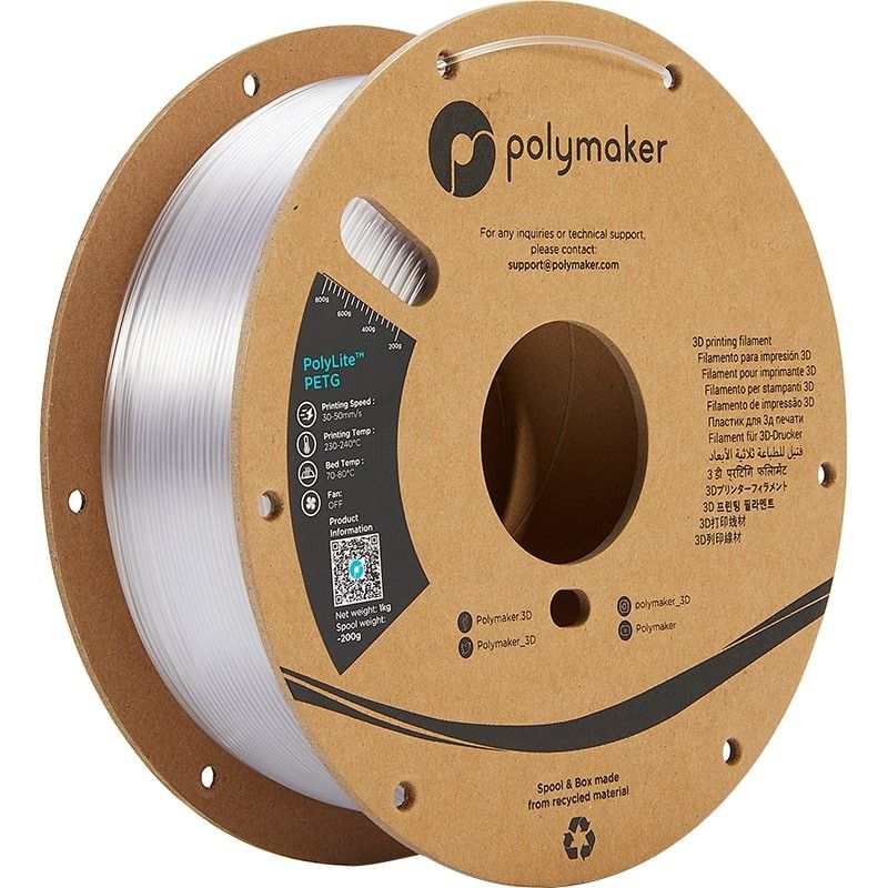 PolyLite PETG Transparent - 1.75mm - 1 kg PolyLite PETG Transparent - 1.75mm - 1 kg