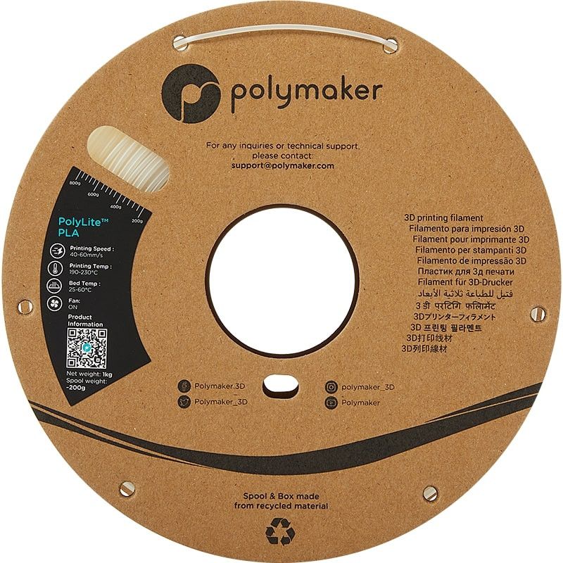 PolyLite PLA Naturel Polymaker - 2.85mm - 1 kg PolyLite PLA Naturel Polymaker - 2.85mm - 1 kg