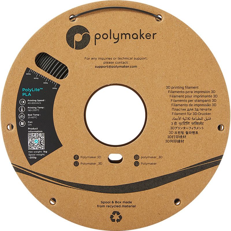 PolyLite PLA Noir Polymaker - 2.85mm - 1 kg PolyLite PLA Noir Polymaker - 2.85mm - 1 kg