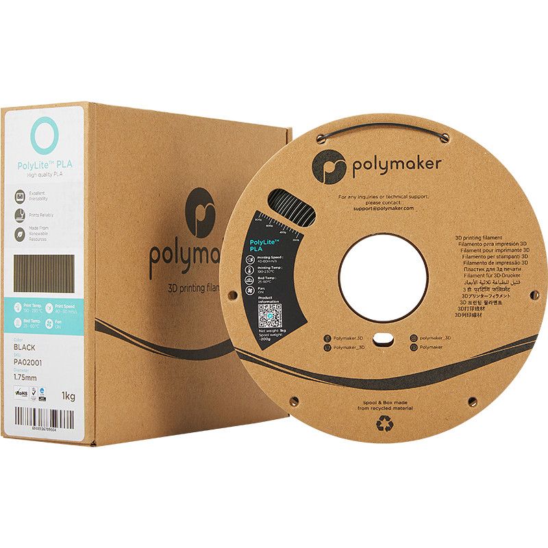 Emballage PolyLite PLA Noir - 2.85mm - 1 kg Emballage PolyLite PLA Noir - 2.85mm - 1 kg
