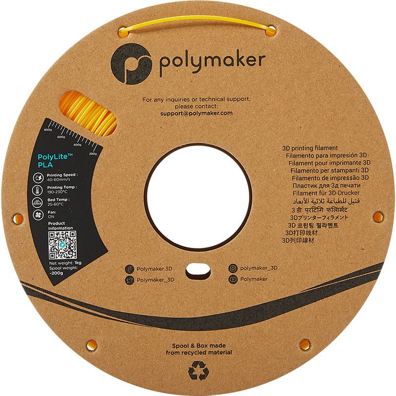 PolyLite PLA Jaune Polymaker - 2.85mm - 1 kg PolyLite PLA Jaune Polymaker - 2.85mm - 1 kg