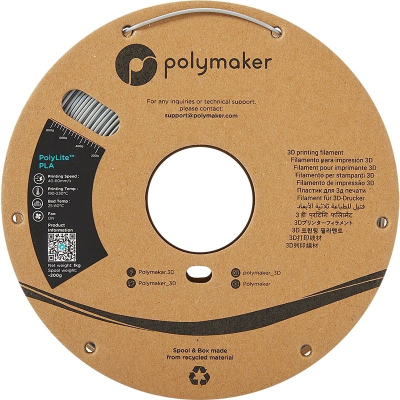 PolyLite PLA Gris Polymaker - 2.85mm - 1 kg PolyLite PLA Gris Polymaker - 2.85mm - 1 kg