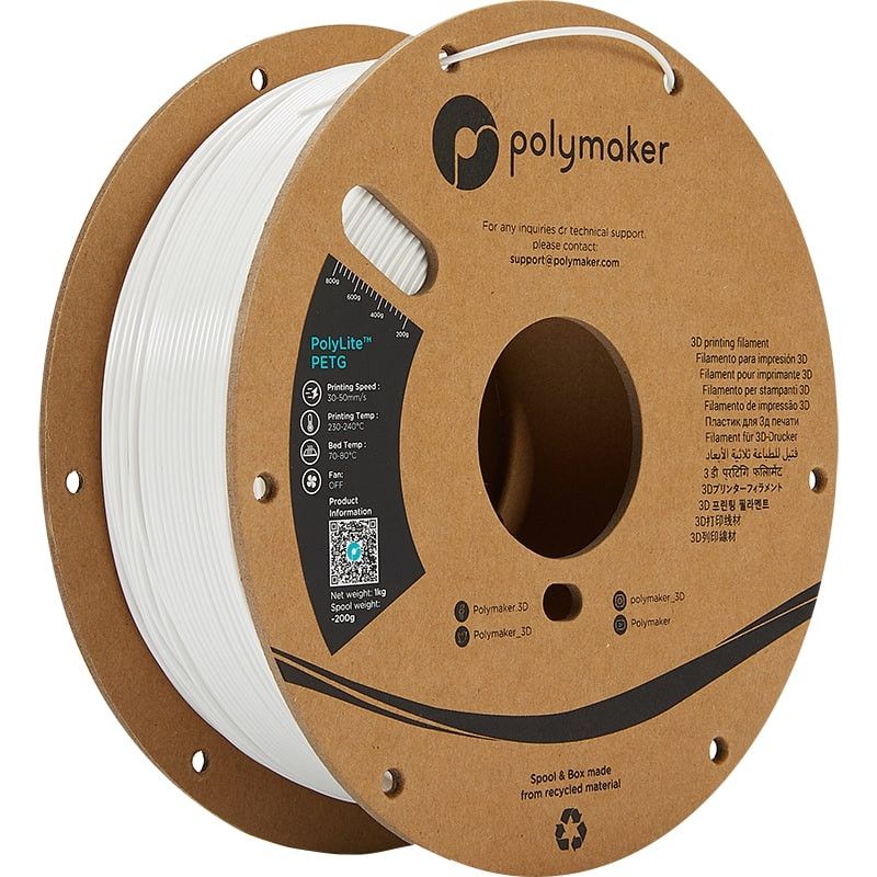 PolyLite PETG Blanc - 2.85mm - 1 kg PolyLite PETG Blanc - 2.85mm - 1 kg