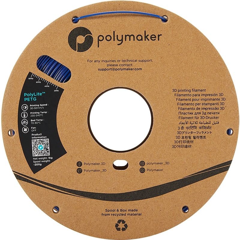 Polymaker PolyLite PETG Bleu - 1.75mm - 1 kg Polymaker PolyLite PETG Bleu - 1.75mm - 1 kg