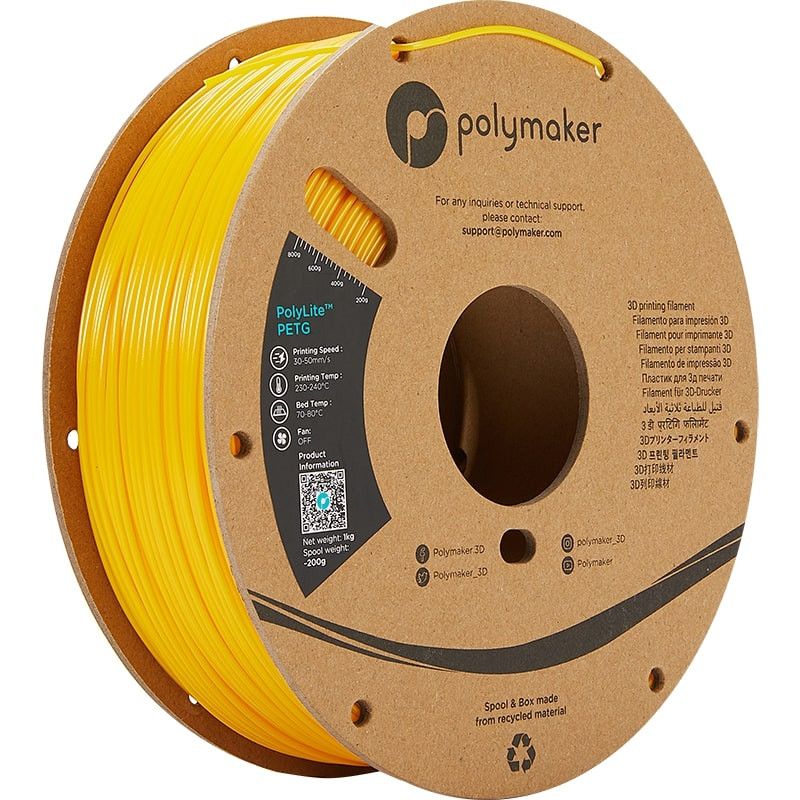 PolyLite PETG Jaune - 1.75mm - 1 kg PolyLite PETG Jaune - 1.75mm - 1 kg