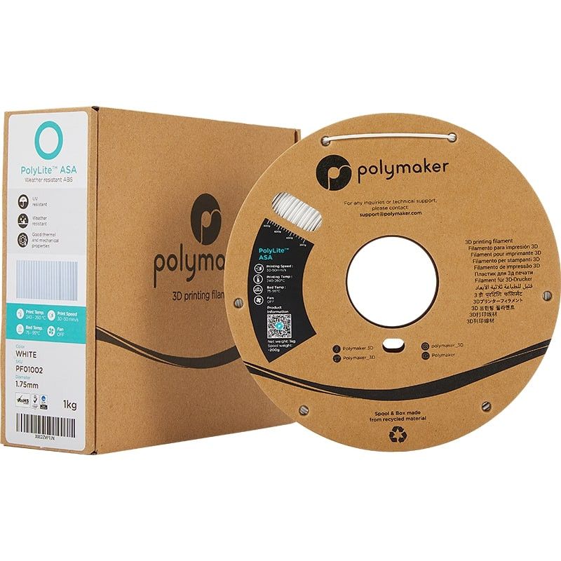 Packaging PolyLite ASA Blanc - 2.85mm - 1 kg Packaging PolyLite ASA Blanc - 2.85mm - 1 kg