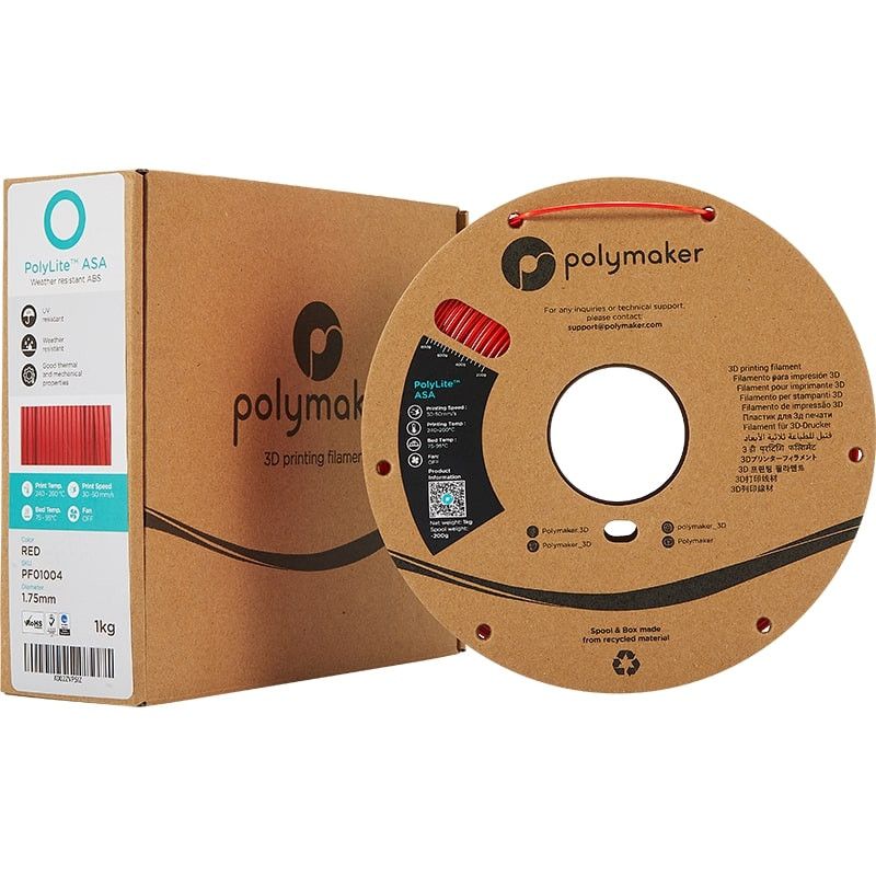 Packaging PolyLite ASA Rouge - 2.85mm - 1 kg Packaging PolyLite ASA Rouge - 2.85mm - 1 kg