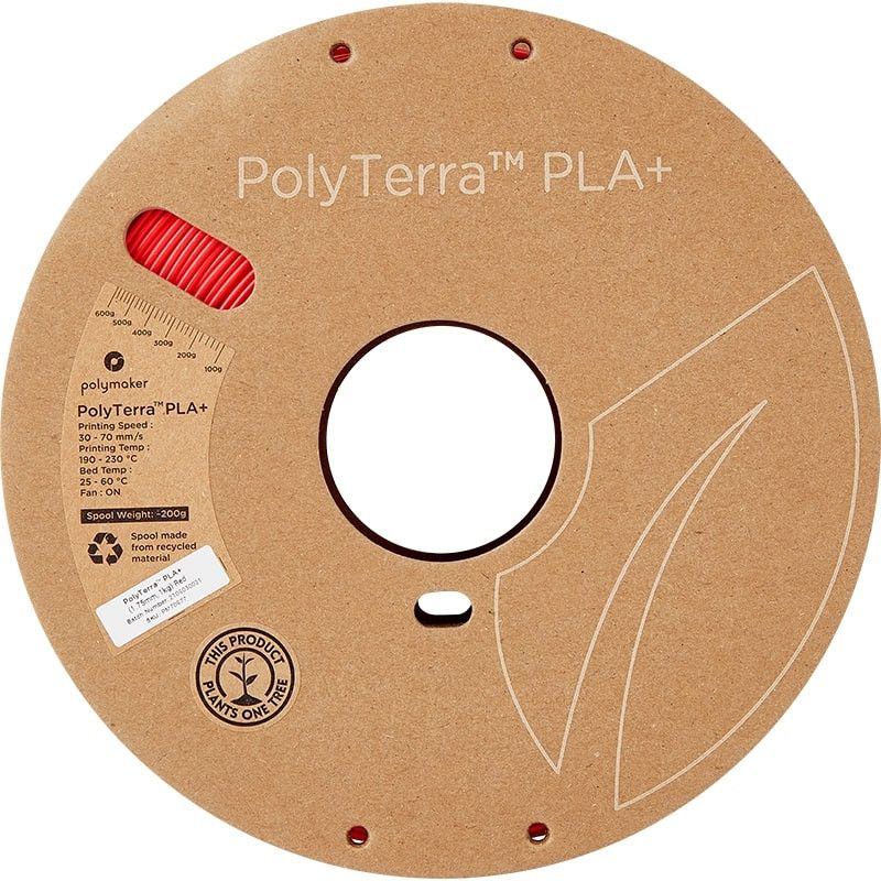 Bobine PolyTerra+ PLA Rouge - 1.75mm - 1 kg Bobine PolyTerra+ PLA Rouge - 1.75mm - 1 kg