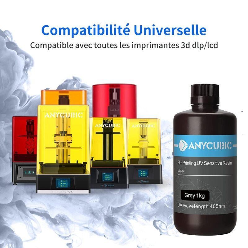 Compatibilité résine standard Grise Anycubic - 1000 ml Compatibilité résine standard Grise Anycubic - 1000 ml