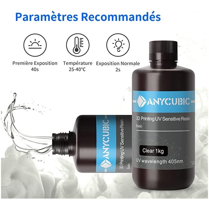 Paramètre résine standard Transparente Anycubic - 1 kg Paramètre résine standard Transparente Anycubic - 1 kg