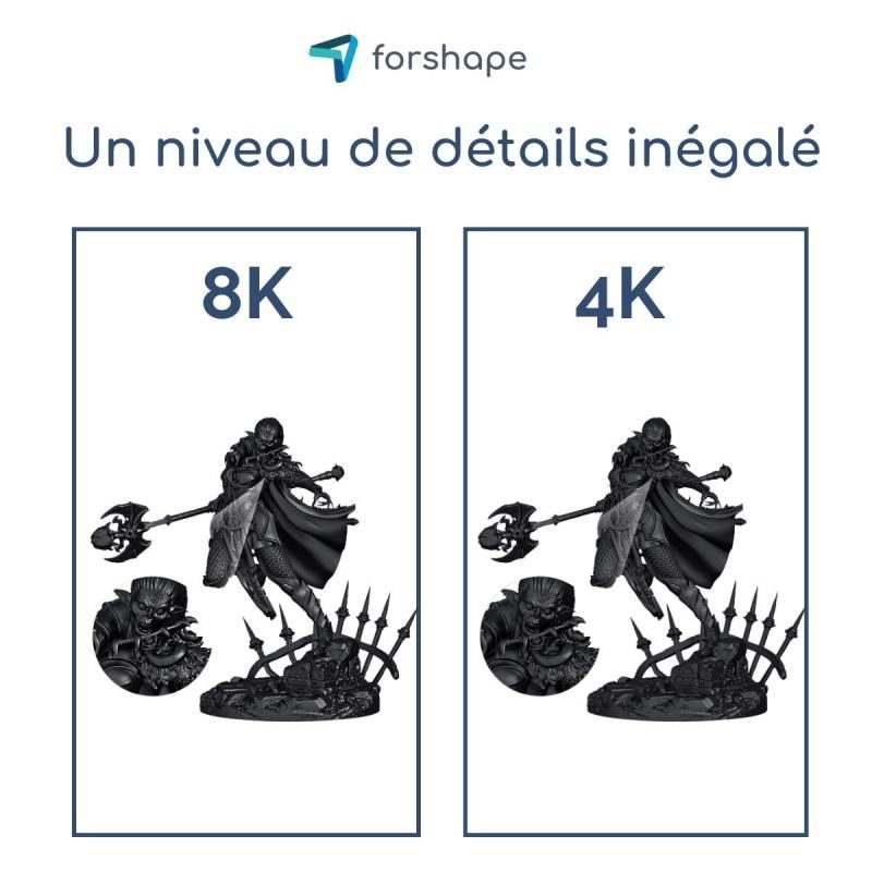 Détails résine 8K Noire Forshape Premium - 1Kg Détails résine 8K Noire Forshape Premium - 1Kg