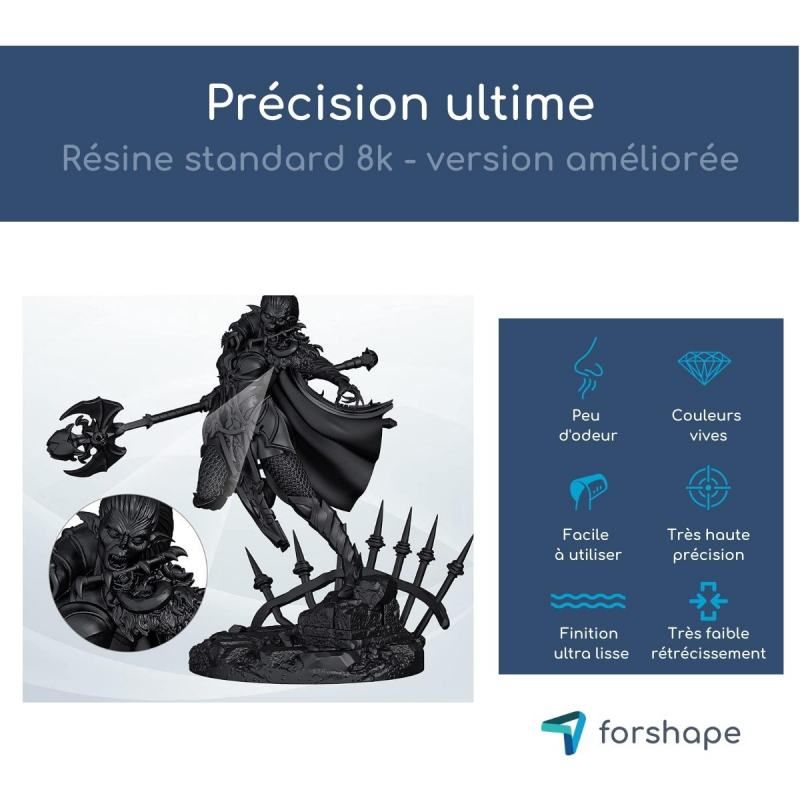 Précision résine 8K Noire Forshape Premium - 1Kg Précision résine 8K Noire Forshape Premium - 1Kg