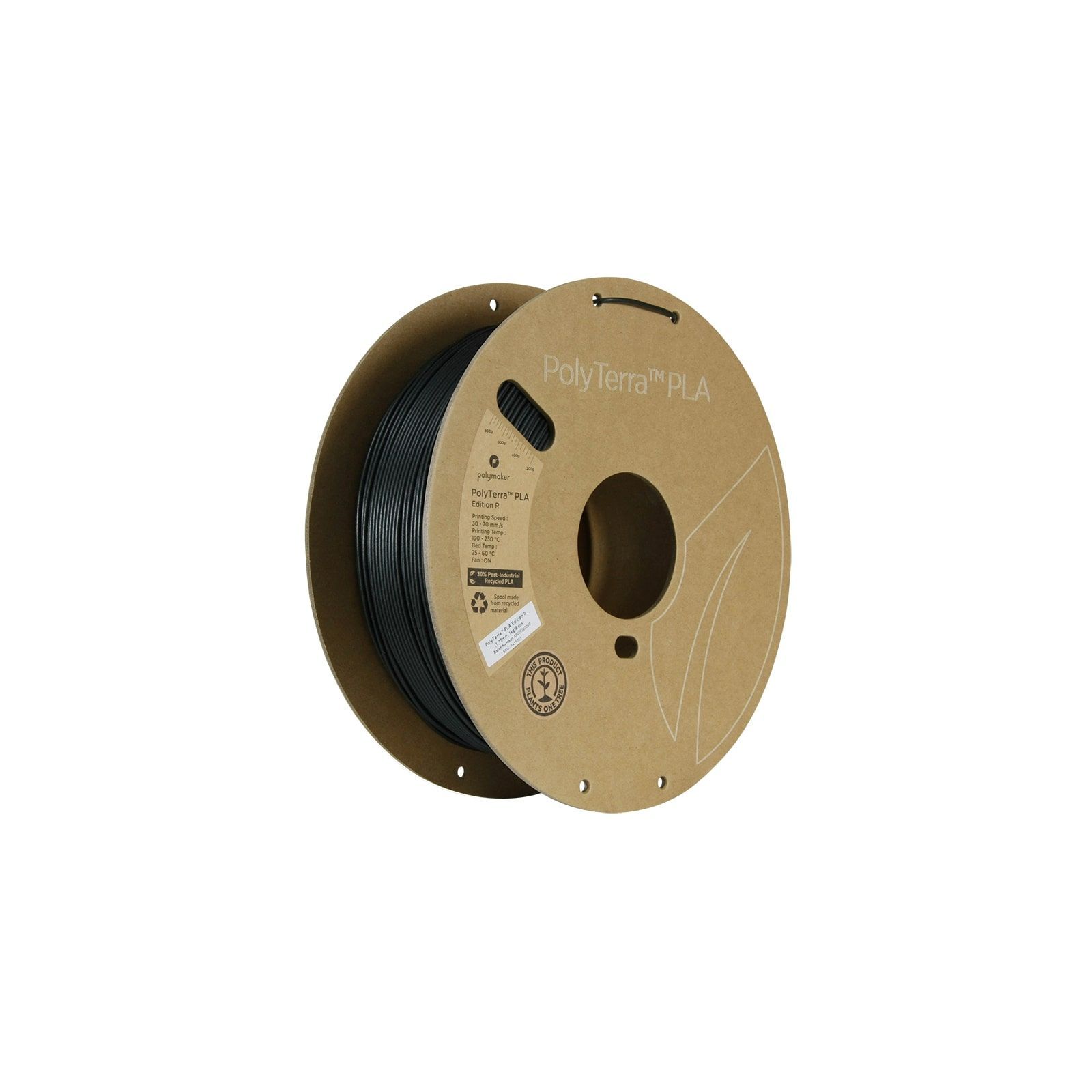 PolyTerra PLA Edition-R (Recyclé) Noir - 1.75mm - 1 kg PolyTerra PLA Edition-R (Recyclé) Noir - 1.75mm - 1 kg