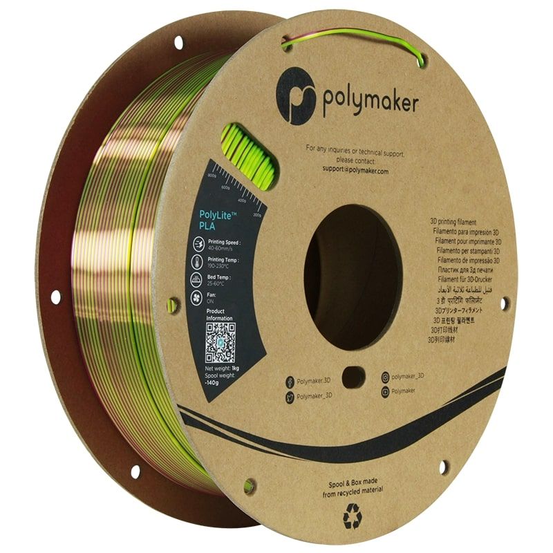 Polylite Dual Silk PLA Aubergine Lime-Magenta - 1.75mm - 1 kg Polylite Dual Silk PLA Aubergine Lime-Magenta - 1.75mm - 1 kg