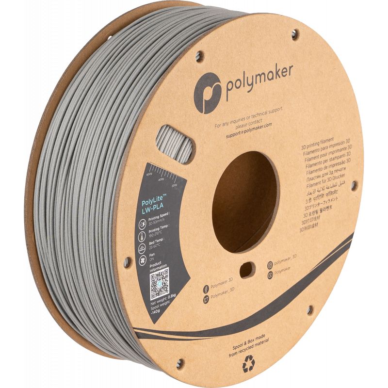 PolyLite LW-PLA Gris - 1.75mm - 800 g PolyLite LW-PLA Gris - 1.75mm - 800 g