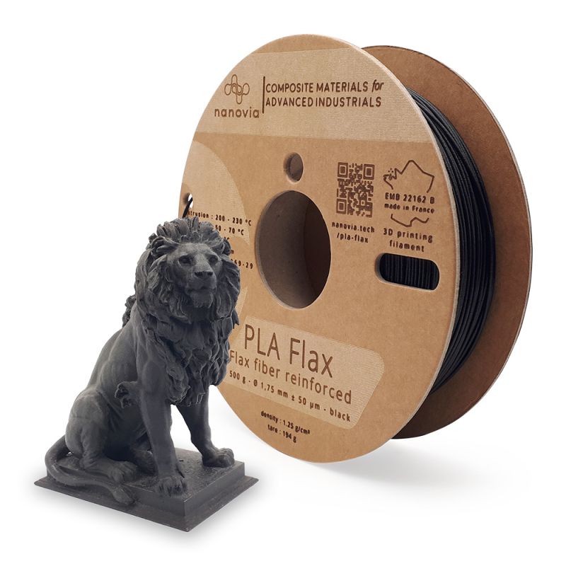 Nanovia - PLA Lin : renforcé en fibres de lin - Noir - 500 g Nanovia - PLA Lin : renforcé en fibres de lin - Noir - 500 g